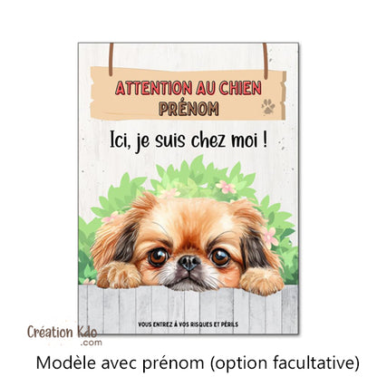 plaque pékinois attention au chien panneau portail je monte la garde