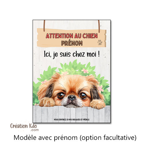 plaque pékinois attention au chien panneau portail je monte la garde personnalisée