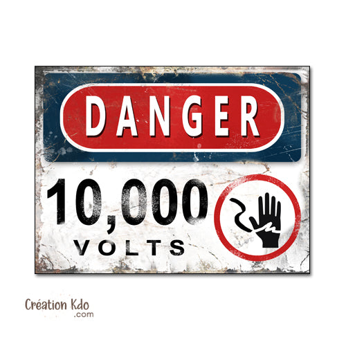 panneau danger volts jurassic park plaque rétro dinosaure