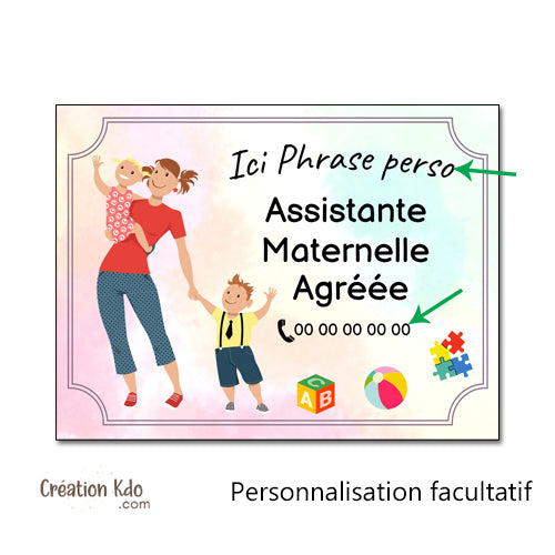 plaque assistante maternelle agréée panneau nounou nourrice pancarte personnalisée
