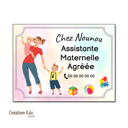 plaque assistante maternelle agréée panneau nounou nourrice pancarte personnalisée