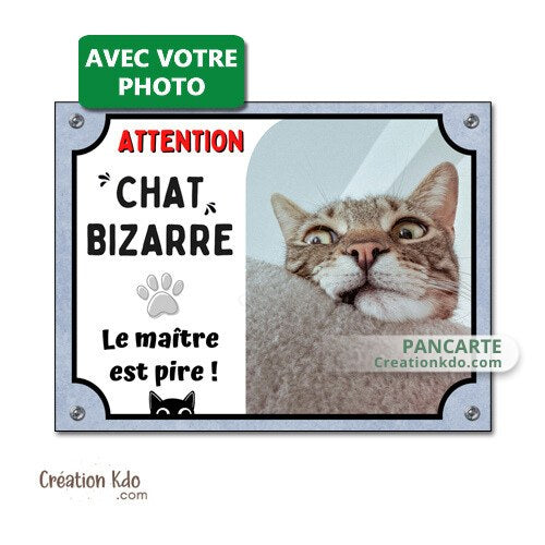 plaque attention chat bizarre humour le maitre est pire panneau portail personnalisé photo