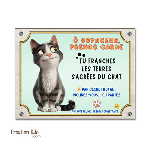 plaque humour attention au chat panneau chien portail