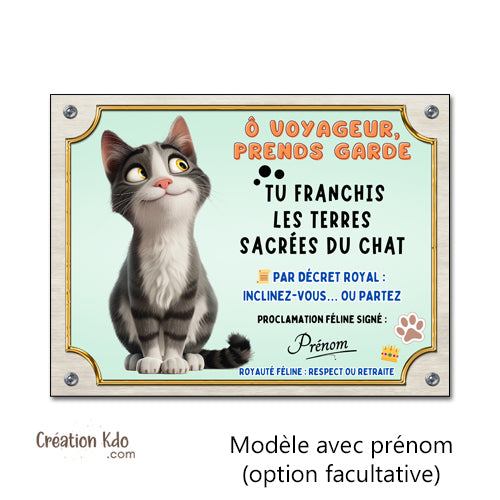 plaque humour attention au chat panneau chien portail personnalisable