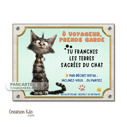 plaque humour attention au chat pancarte marrante panneau