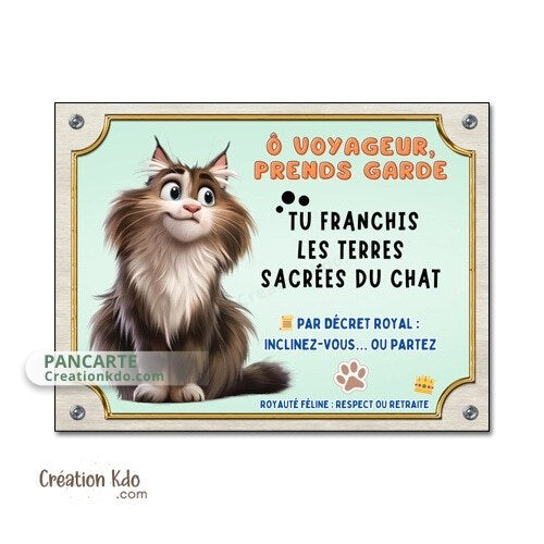 panneau attention au chat maine coon plaque portail je monte la garde chats