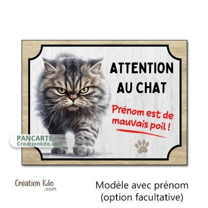 plaque humour attention au chat de mauvais poils panneau