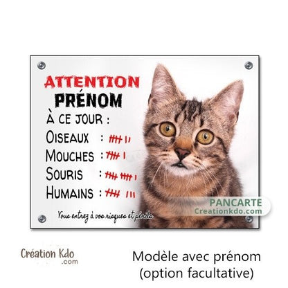 plaque humour attention au chat à ce jour panneau portail