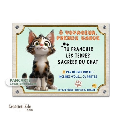 plaque humour attention au chat pancarte marrante panneau