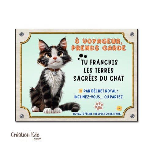 plaque humour attention au chat pancarte marrante panneau