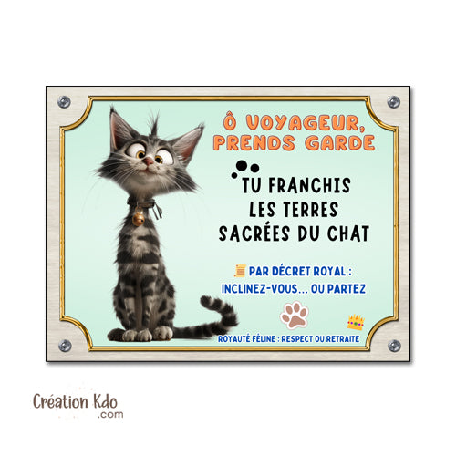 plaque humour attention au chat pancarte marrante panneau