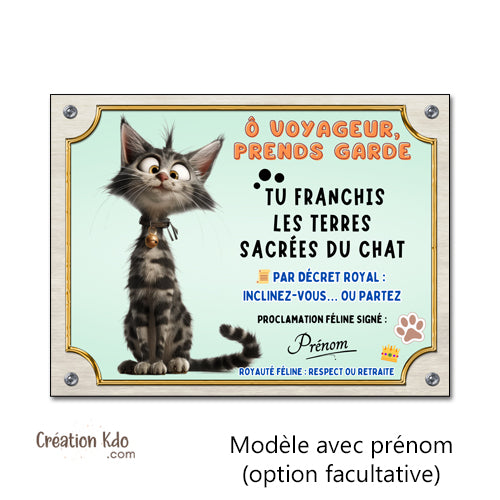 plaque humour attention au chat pancarte marrante panneau rigolo