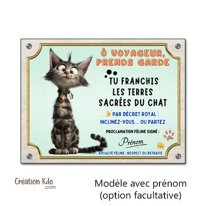 plaque humour attention au chat pancarte marrante panneau rigolo