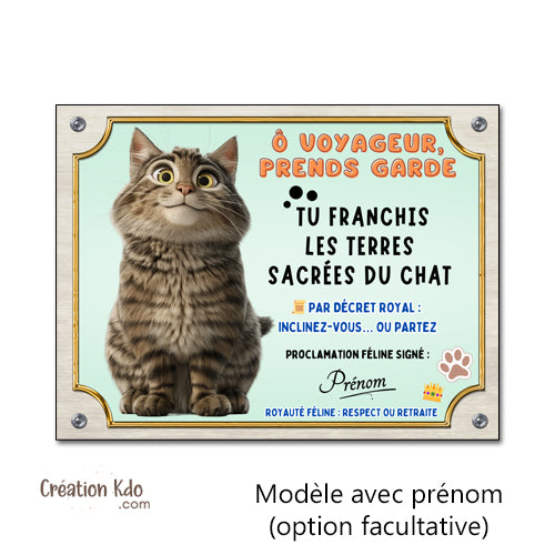 plaque humour attention au chat panneau chien portail