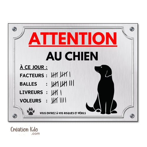 plaque attention au chien à ce jour facteur panneau portail humour