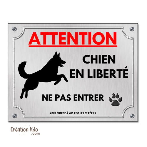 plaque chien en liberté portail panneau monte la garde