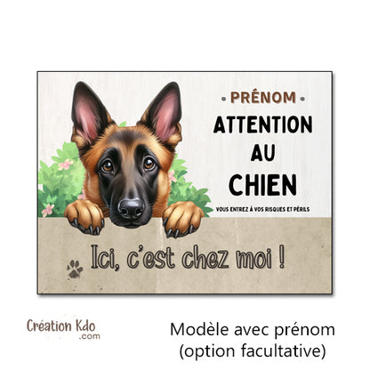 panneau malinois attention au chien plaque je monte la garde personnalisé