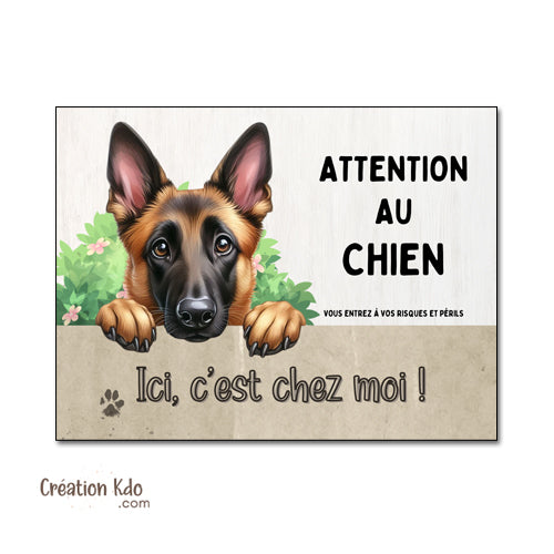 panneau malinois attention au chien plaque