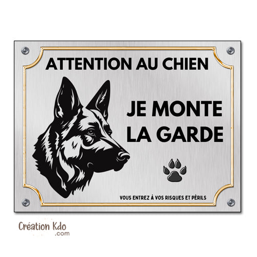 je monte la garde panneau attention au chien plaque