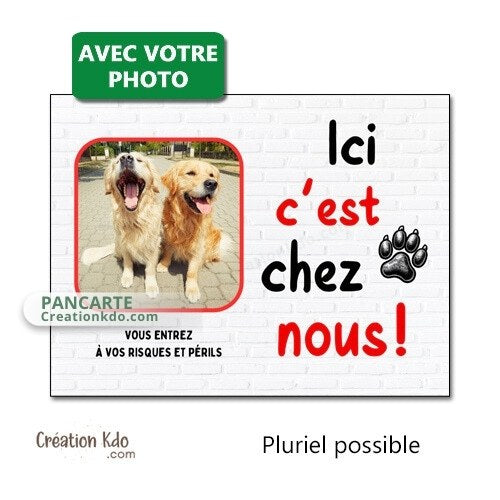 panneau je monte la garde humour plaque chien photo