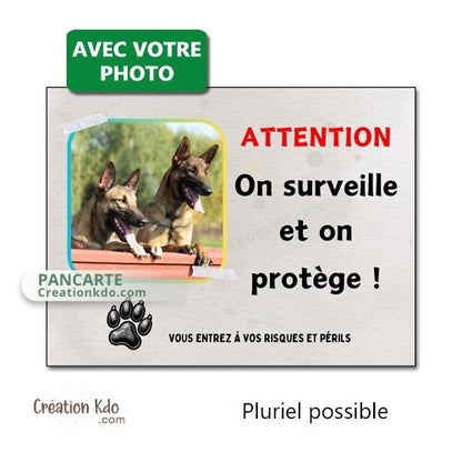 plaque attention au chien photo personnalisée monte la garde panneau portail je surveille