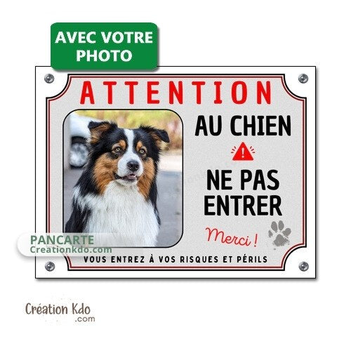 plaque attention au chien photo personnalisé ne pas entrer panneau portail monte la garde