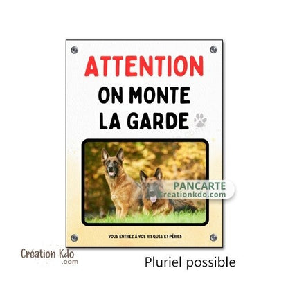 plaque je monte la garde photo chien personnalisée portail panneau