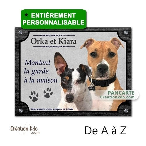 plaque attention au chien personnalisée photo je monte la garde panneau portail