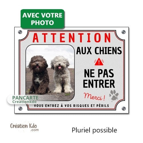 plaque attention au chien photo personnalisé ne pas entrer panneau portail monte la garde