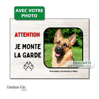 je monte la garde photo personnalisée plaque attention au chien panneau