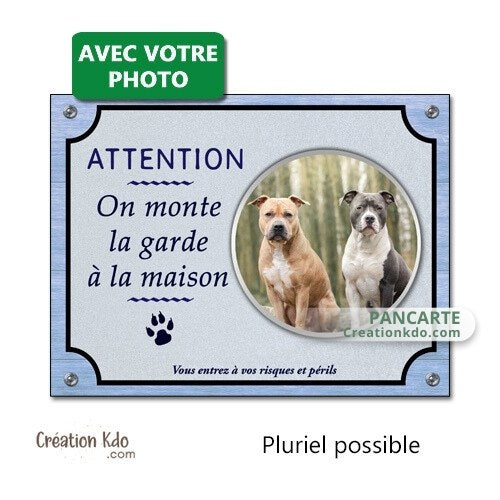 plaque je monte la garde personnalisé photo panneau portail chien