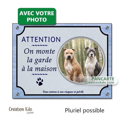 plaque je monte la garde personnalisé photo panneau portail chien
