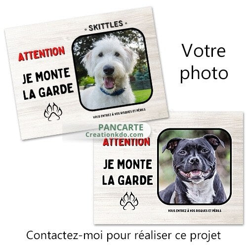 je monte la garde photo personnalisée plaque attention au chien panneau