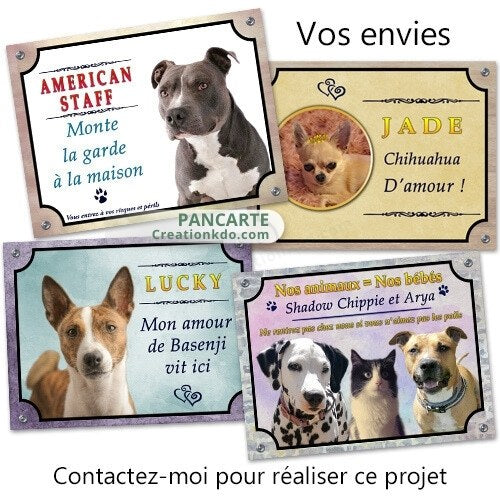 plaque attention au chien personnalisée photo je monte la garde panneau portail