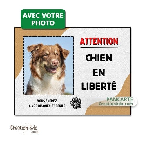 plaque chien en liberté panneau monte la garde photo personnalisée portail