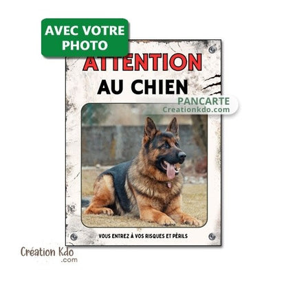 plaque attention au chien personnalisée photo je monte la garde panneau portail
