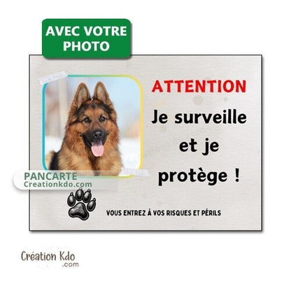 plaque attention au chien photo personnalisée monte la garde panneau portail je surveille