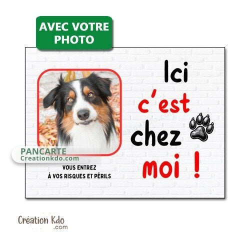 panneau je monte la garde humour plaque chien photo