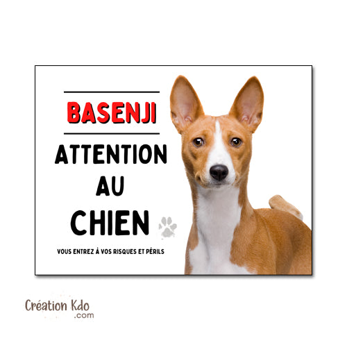 plaque basenji panneau attention au chien je monte la garde