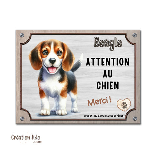 plaque attention au chien merci beagle panneau portail