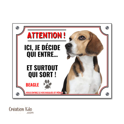 plaque attention au chien entre qui veut sort qui peut beagle panneau portail