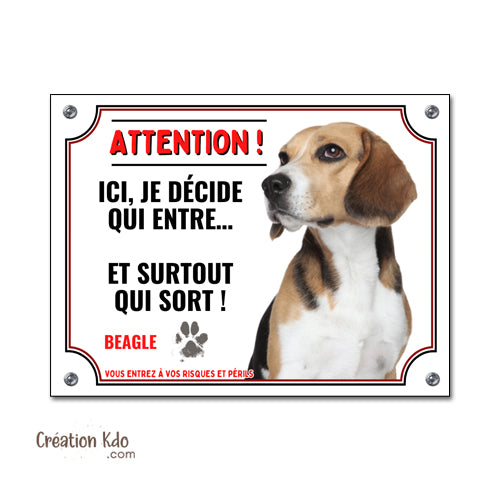 plaque attention au chien entre qui veut sort qui peut beagle panneau portail