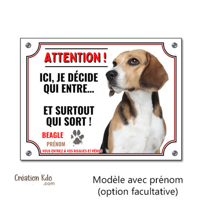 plaque attention au chien entre qui veut sort qui peut beagle panneau portail personnalisable