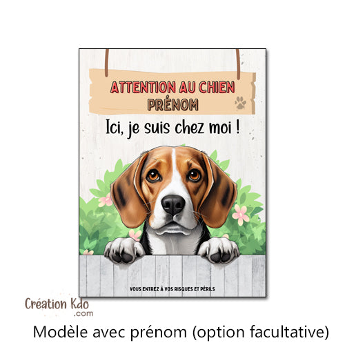 panneau attention au chien beagle plaque je monte la garde pancarte portail