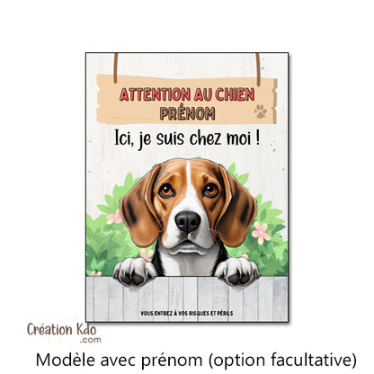 panneau attention au chien beagle plaque je monte la garde pancarte portail