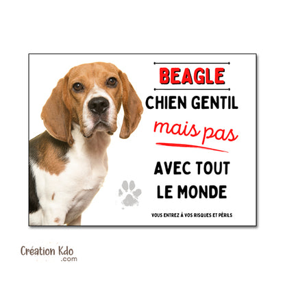 panneau chien gentil beagle plaque monte la garde