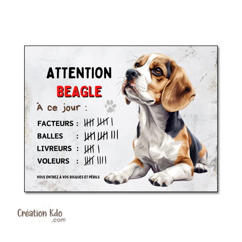 je monte la garde plaque attention au chien beagle humour à ce jour plaque