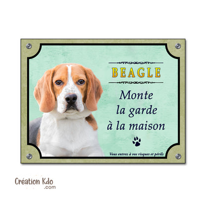 plaque beagle je monte la garde à la maison panneau chien portail