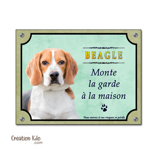 plaque beagle je monte la garde à la maison panneau chien portail
