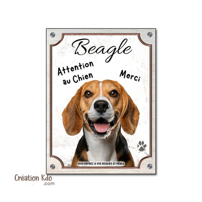 plaque attention au chien beagle panneau portail chien je monte la garde